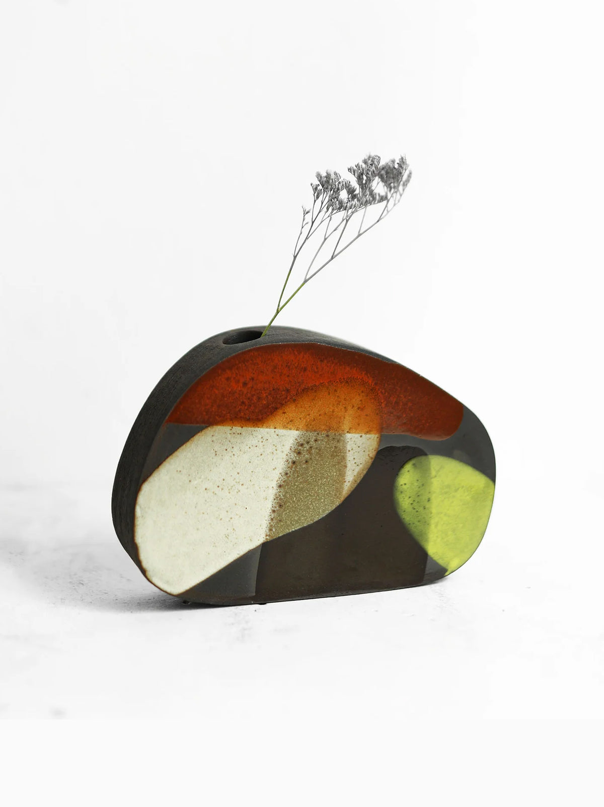 FLIP VASE // Art Series PAINTED GLAZE, Black clay
