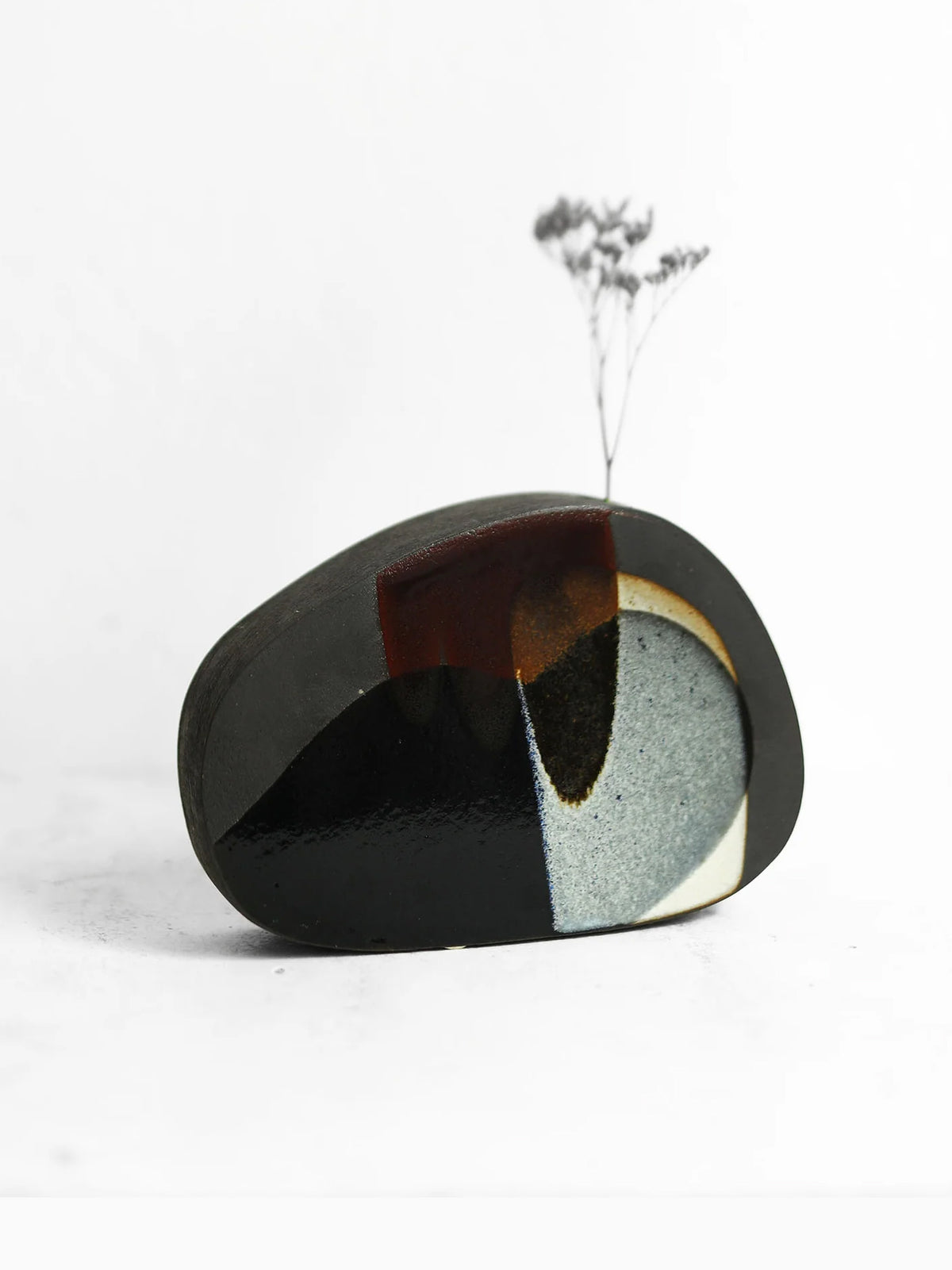 FLIP VASE // Art Series PAINTED GLAZE, Black clay