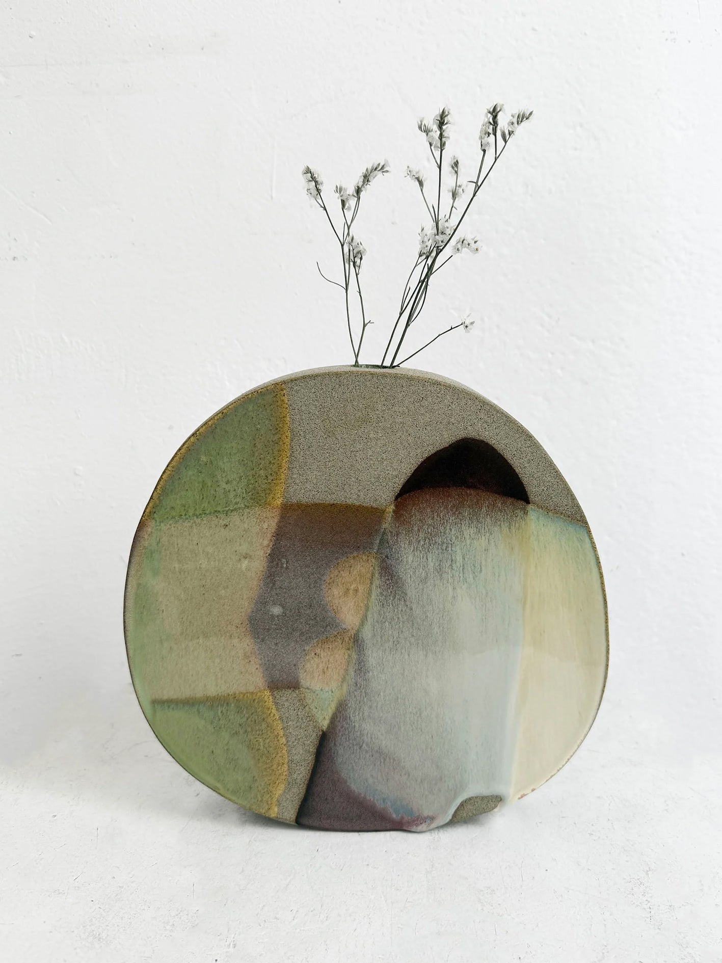 SCULPTURAL VASE // Art Series PAINTED GLAZE, Green