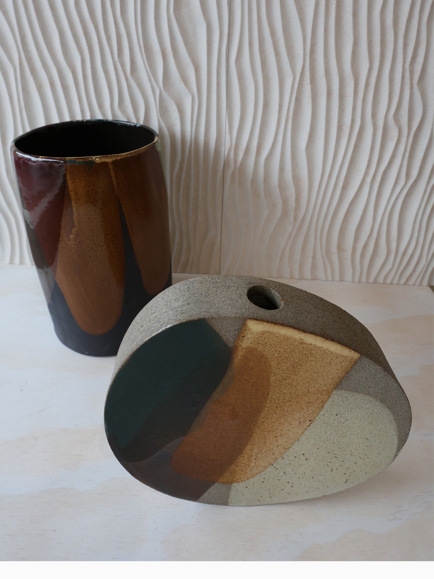 SCULPTURAL VASE // Art Series PAINTED GLAZE, Ochre