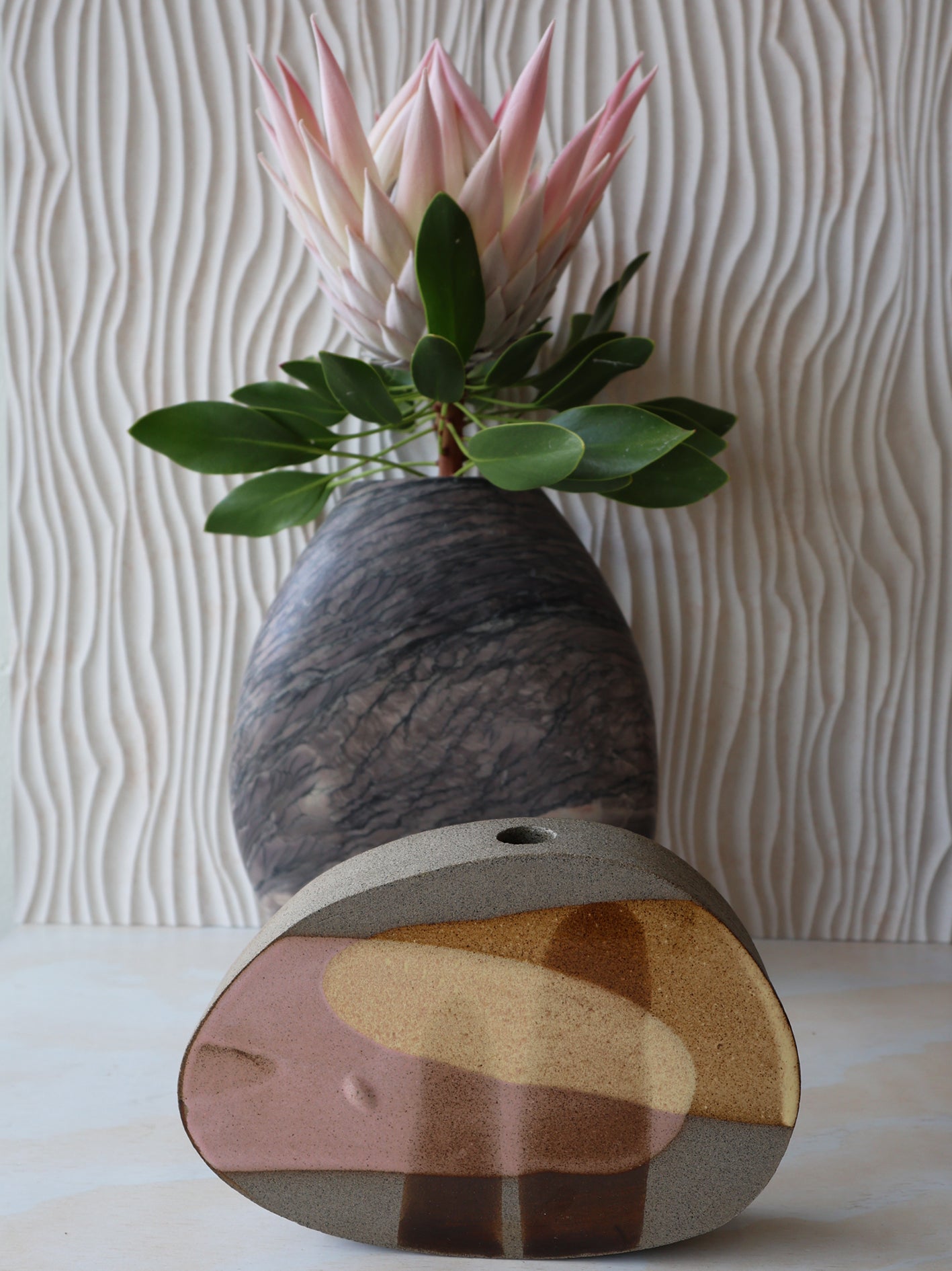 SCULPTURAL VASE // Art Series PAINTED GLAZE, Pink