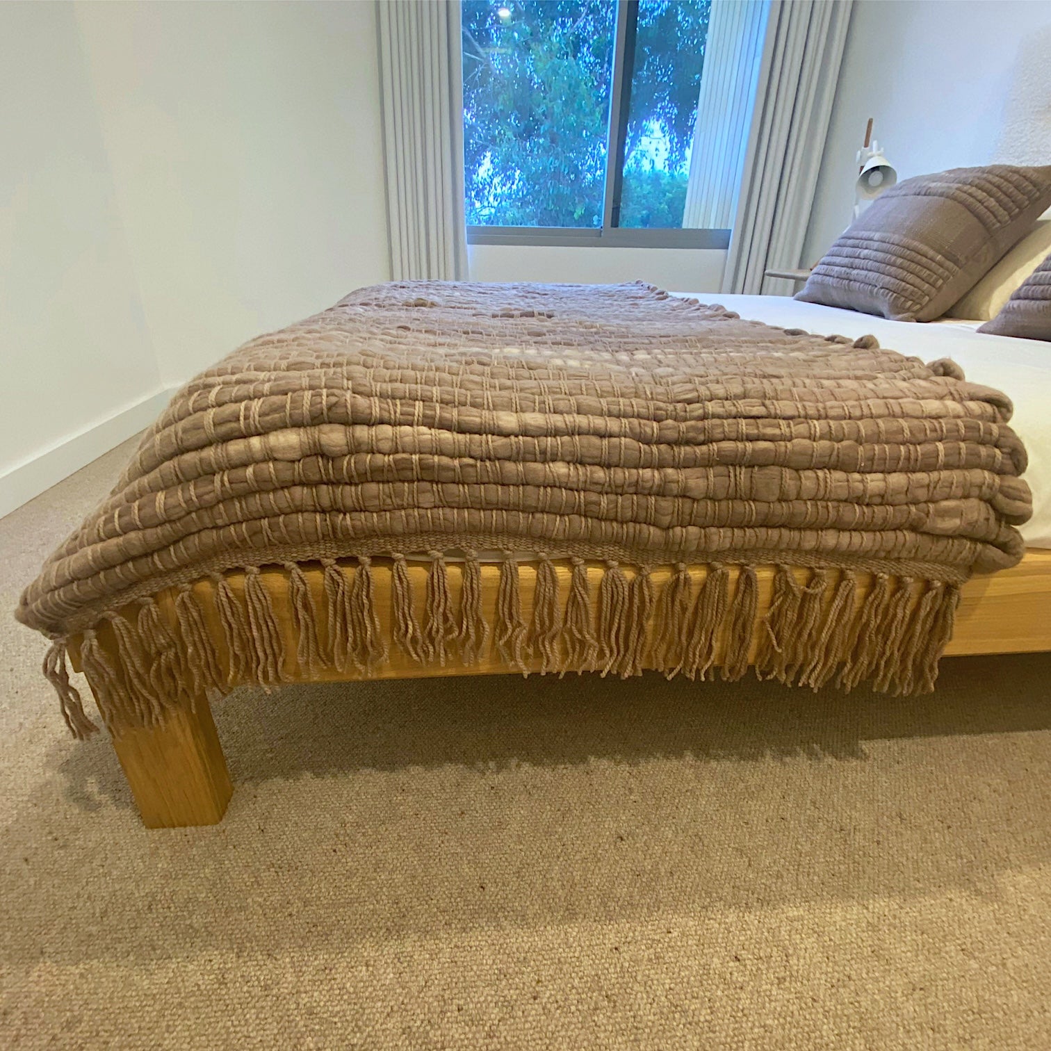 BED SCARF & BLANKET // Hand woven, Wool, DUSTY ROSE