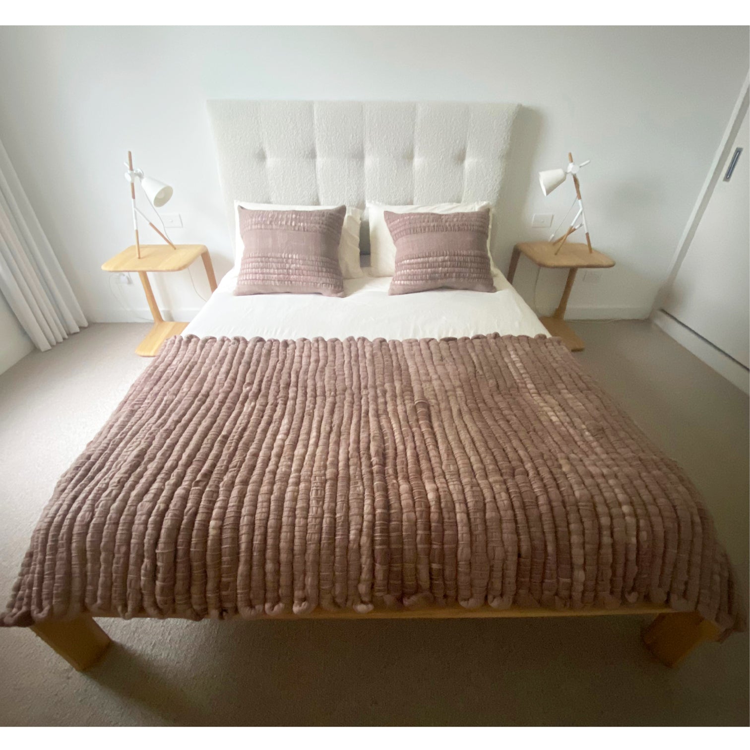 BED SCARF & BLANKET // Hand woven, Wool, DUSTY ROSE