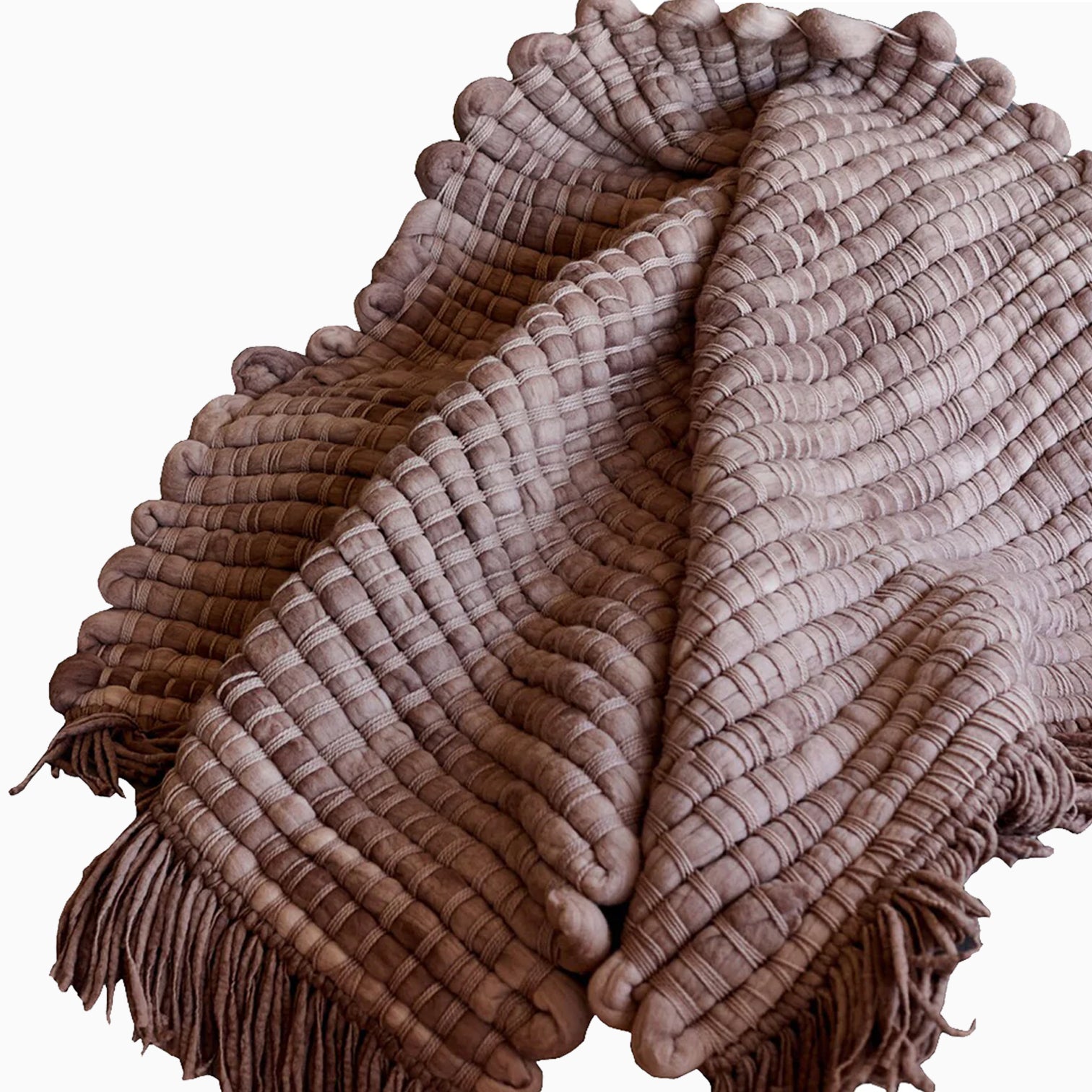 BED SCARF & BLANKET // Hand woven, Wool, DUSTY ROSE
