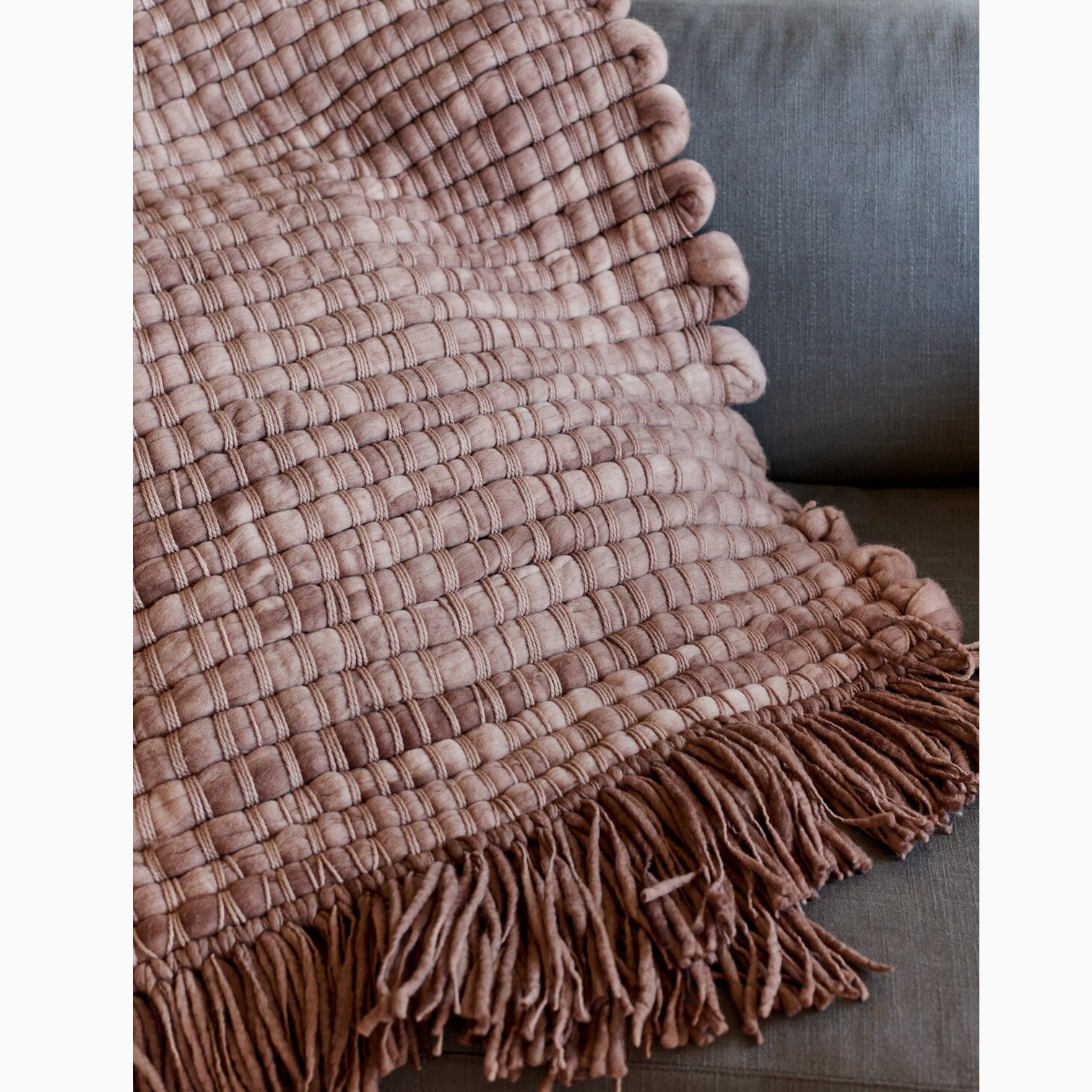 BED SCARF & BLANKET // Hand woven, Wool, DUSTY ROSE