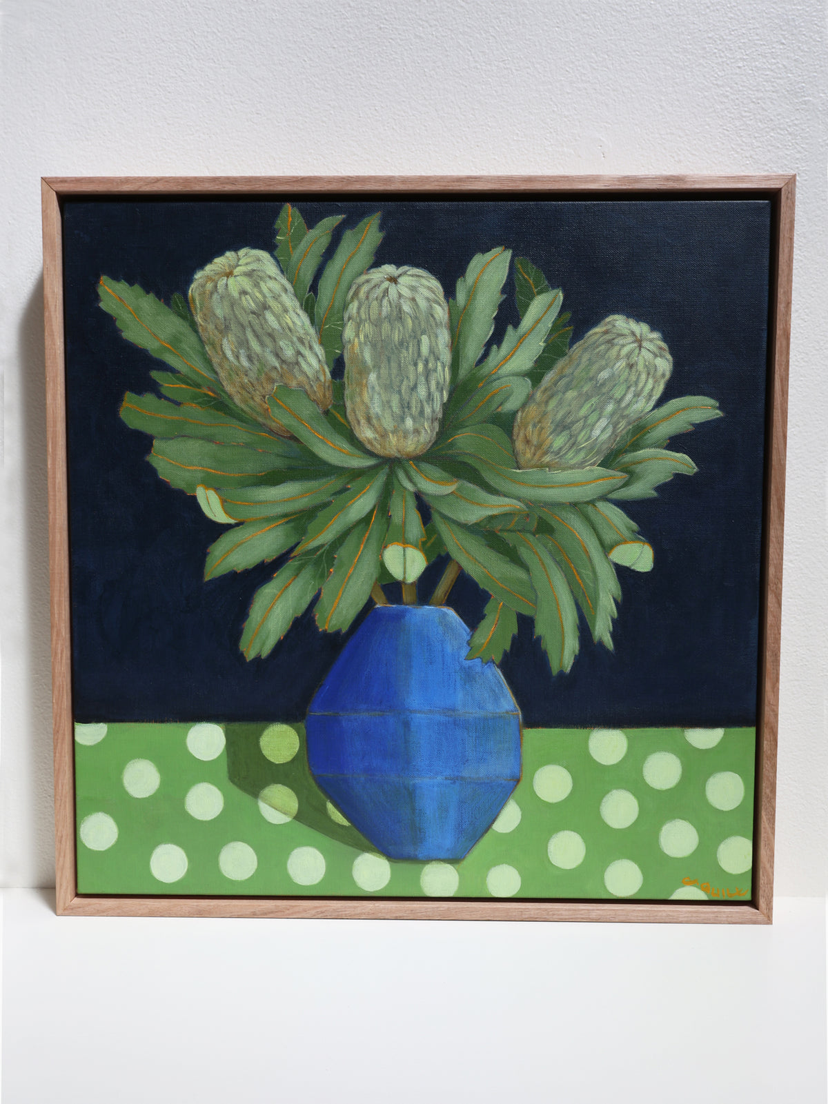 PAINTING // Carmel Quill 'BANKSIA BLUE VASE' [50x50]