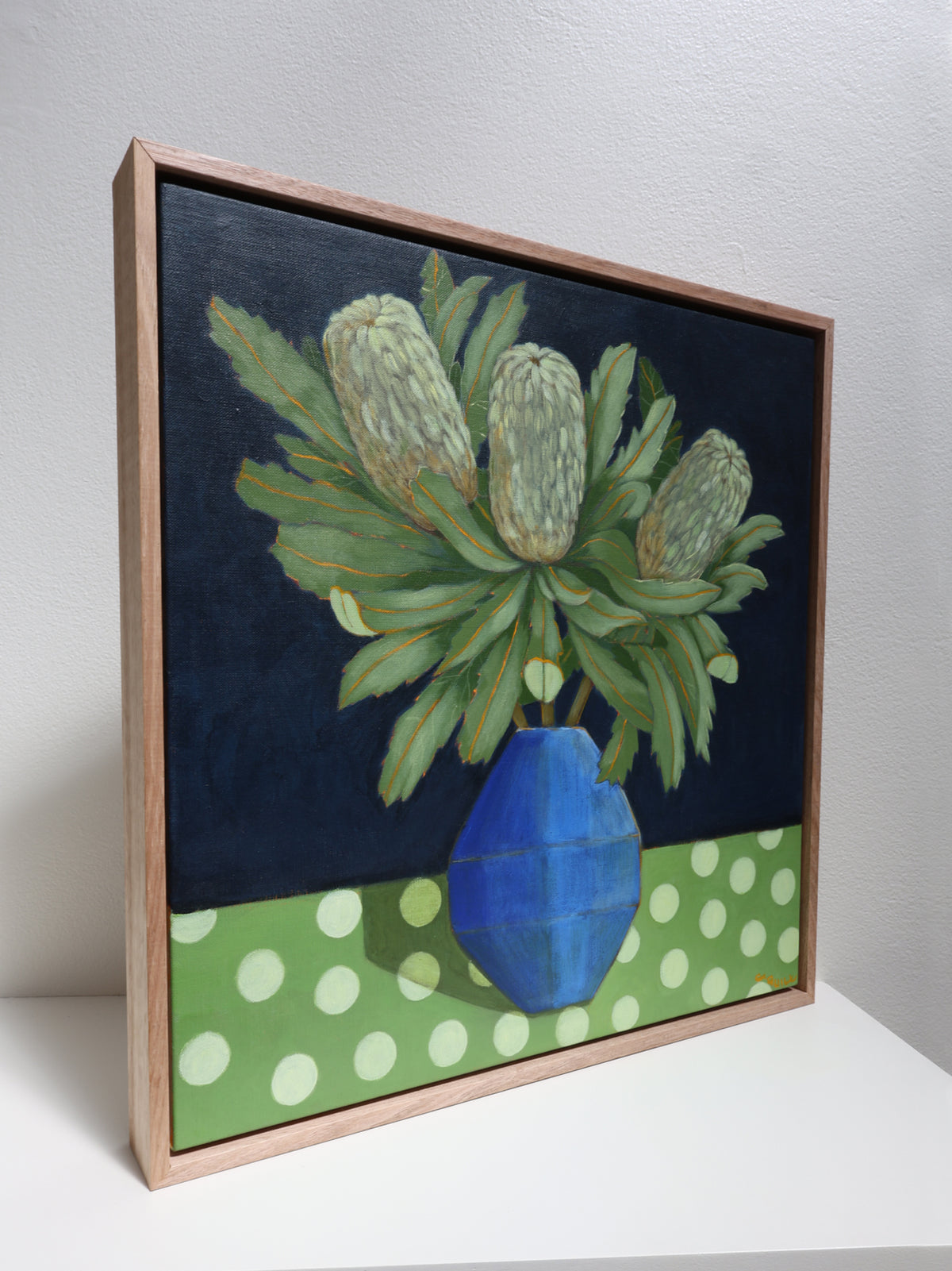 PAINTING // Carmel Quill 'BANKSIA BLUE VASE' [50x50]