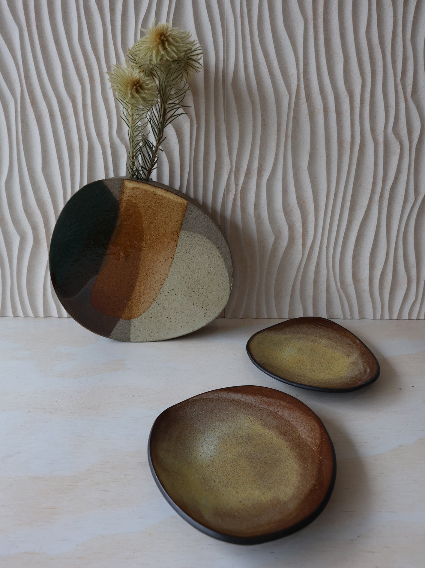 SCULPTURAL VASE // Art Series PAINTED GLAZE, Ochre