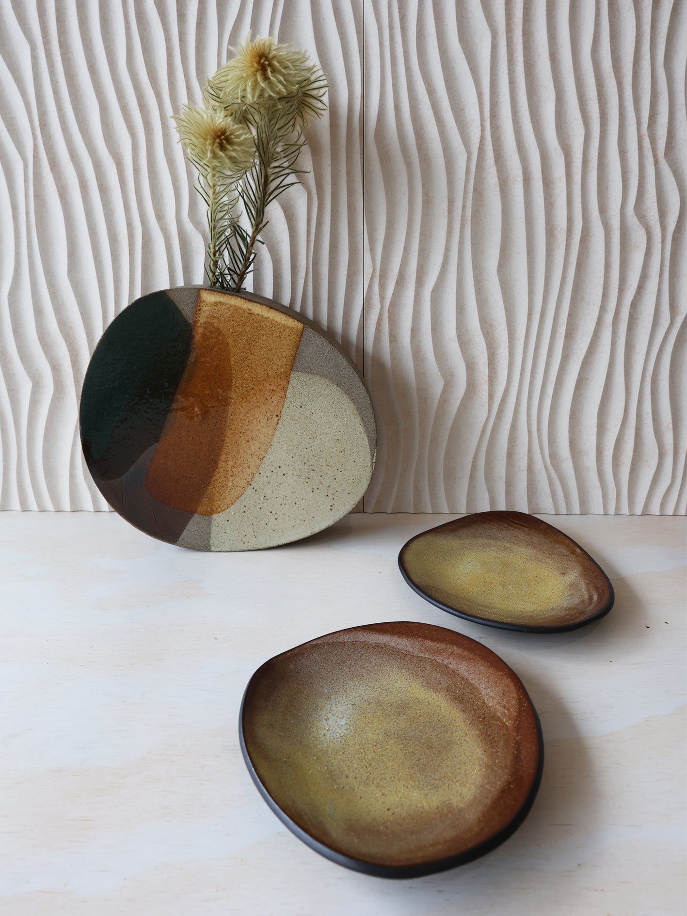 SCULPTURAL VASE // Art Series PAINTED GLAZE, Ochre