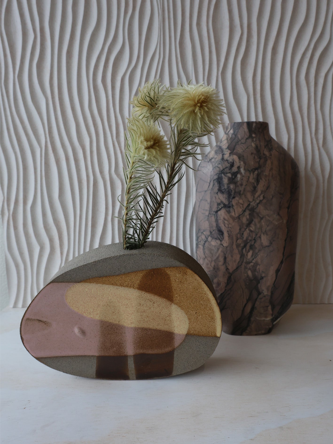 SCULPTURAL VASE // Art Series PAINTED GLAZE, Pink