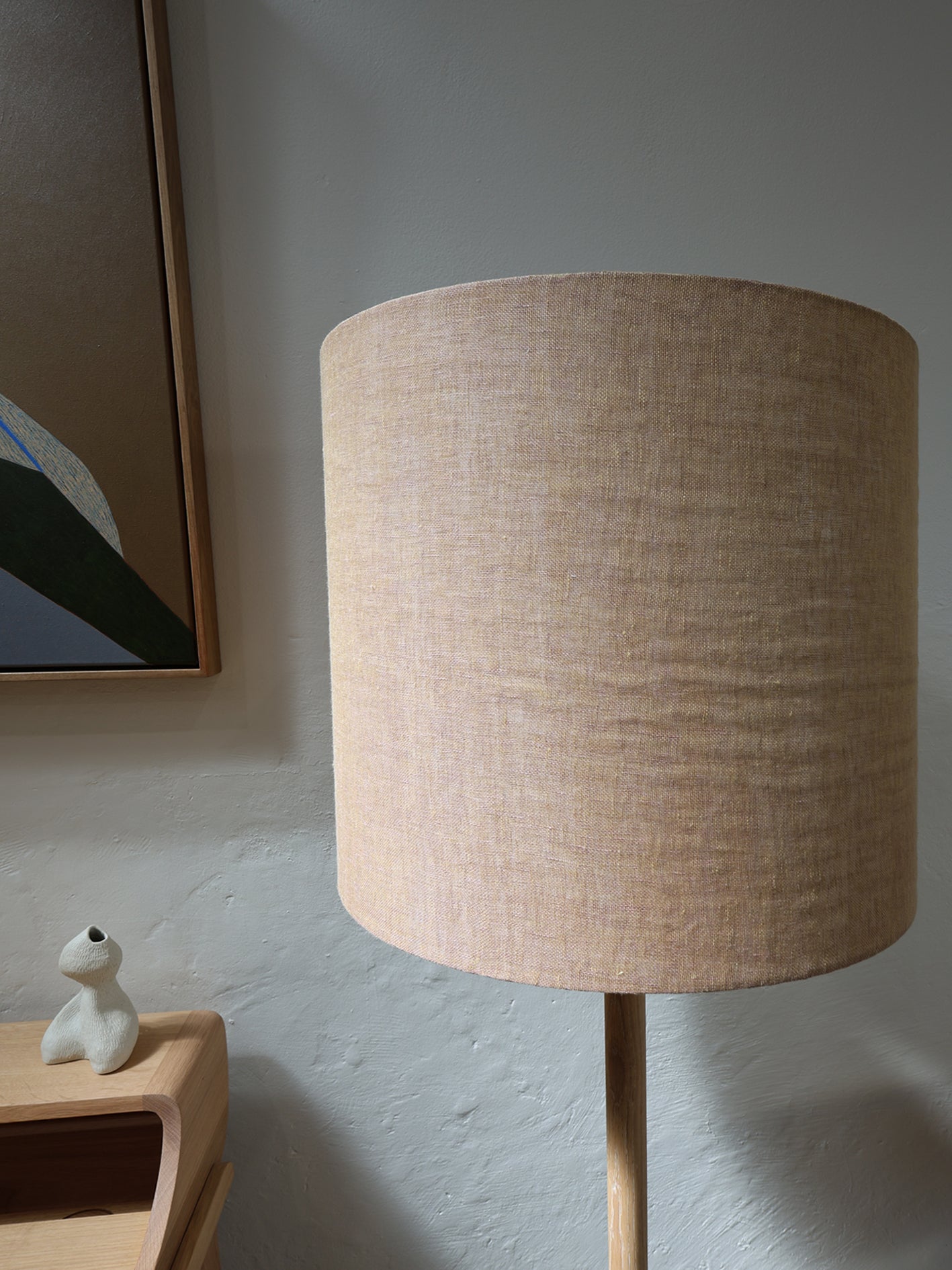 FLOOR LAMP // TOTE, Oak + ROSE/Gold shade