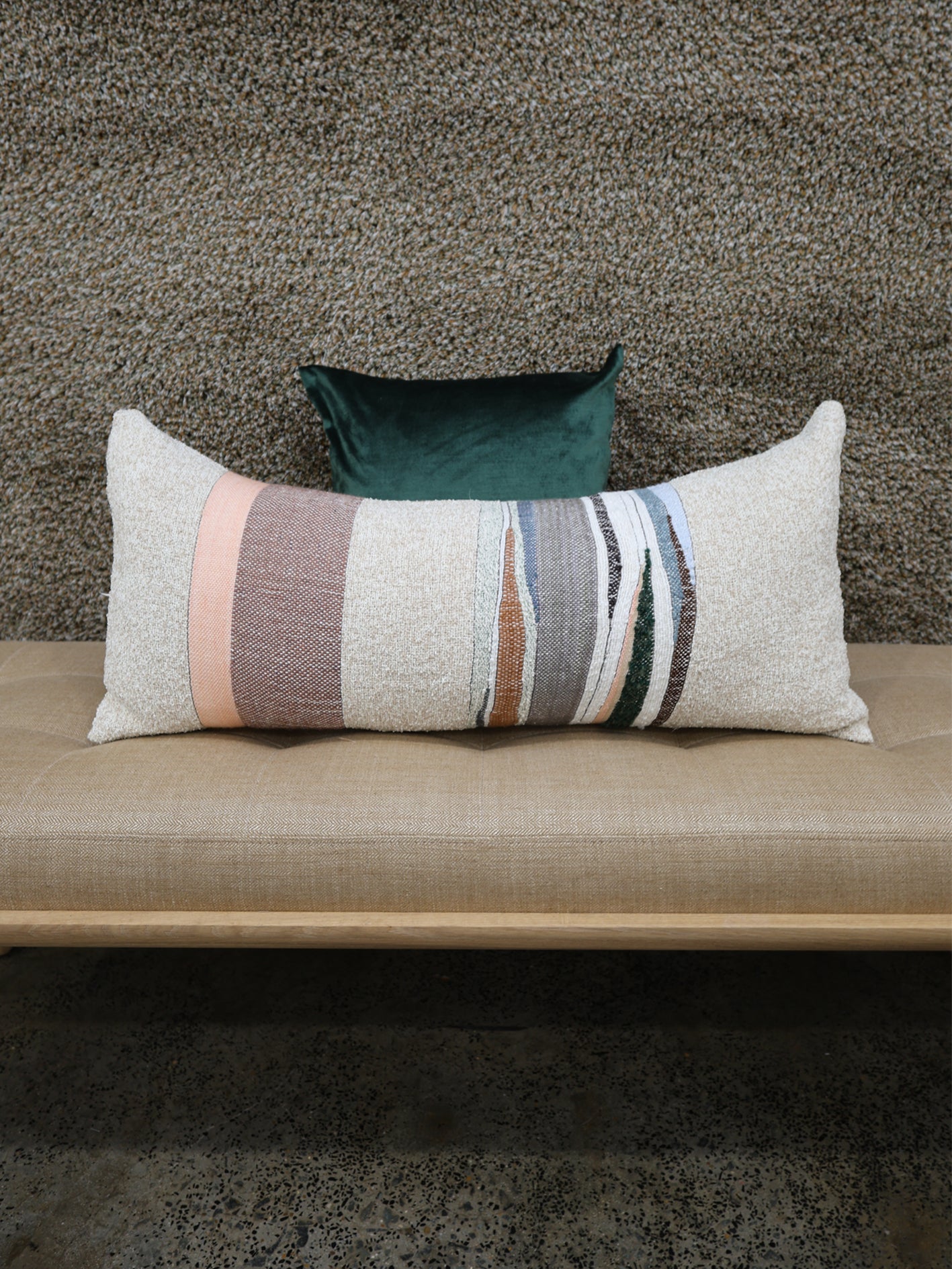 HANDWOVEN CUSHION // Rockslab [CLAY / GREEN]