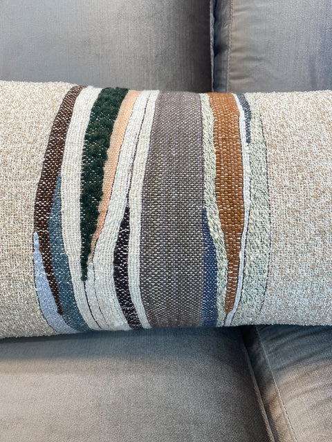 HANDWOVEN CUSHION // Rockslab [CLAY / GREEN]