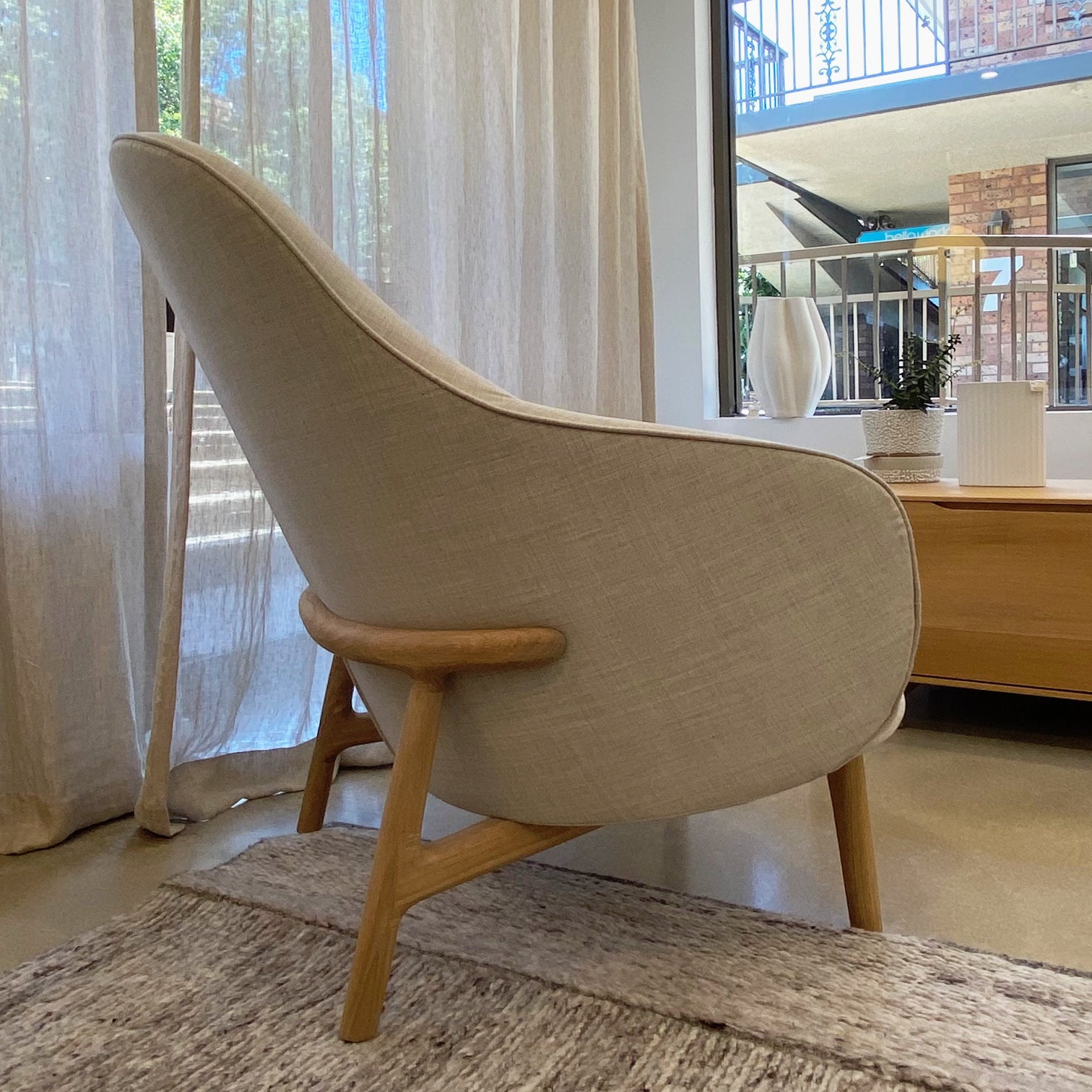 SALE - MELA LOUNGE CHAIR // High back, SAND