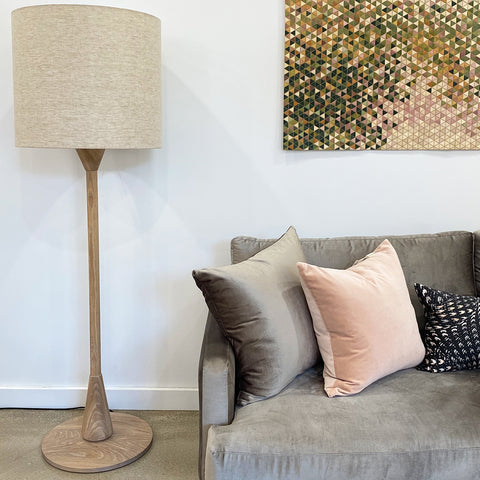 FLOOR LAMP // TOTE, Oak + Sandstone shade