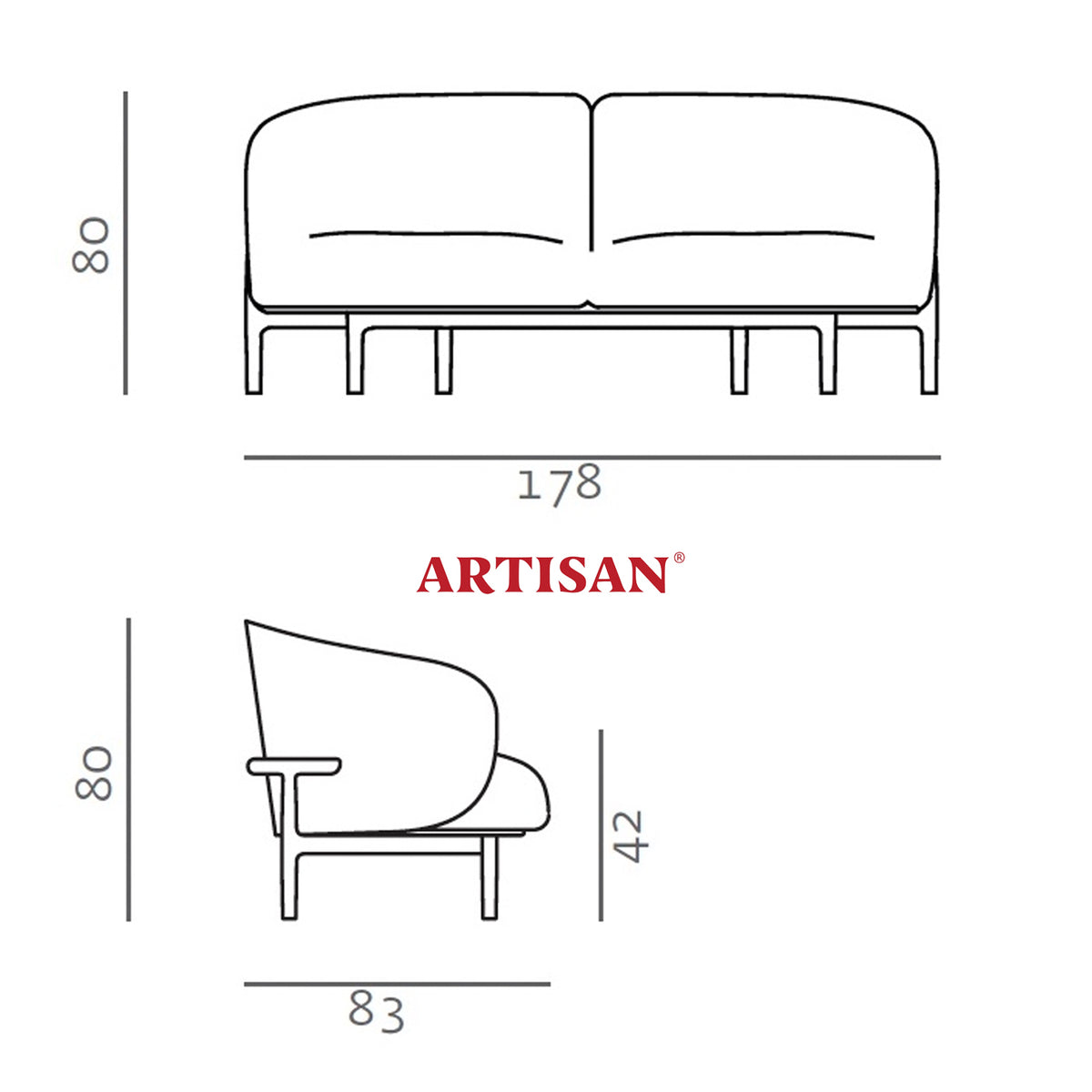 ARTISAN SOFA // Mela, Trimmed, Oak [Flint]