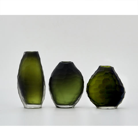 VASE // Glass, OLIVINE, frosted